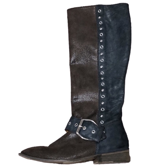 DONALD J. PLINER | Womens Black Leather Brown Suede Gale Knee High Boots size 10 - Picture 3 of 16